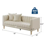 Canapé en similicuir, canapé moderne de 78 po de largeur avec sièges profonds, canapé 3 places avec 2 coussins décoratifs et pieds en bois, assemblage facile