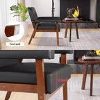 TYBOATLE Fauteuil en similicuir noir avec cadre en bois, fauteuils de salon rembourrés confortables pour la lecture dans les petits espaces