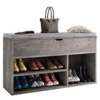 Banc à chaussures avec coussin, banc d'entrée avec étagère réglable, banc à chaussures de rangement dissimulé, étagère à chaussures en bois, pour entrée, couloir