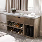 Banc à chaussures avec coussin, banc d'entrée avec étagère réglable, banc à chaussures de rangement dissimulé, étagère à chaussures en bois, pour entrée, couloir