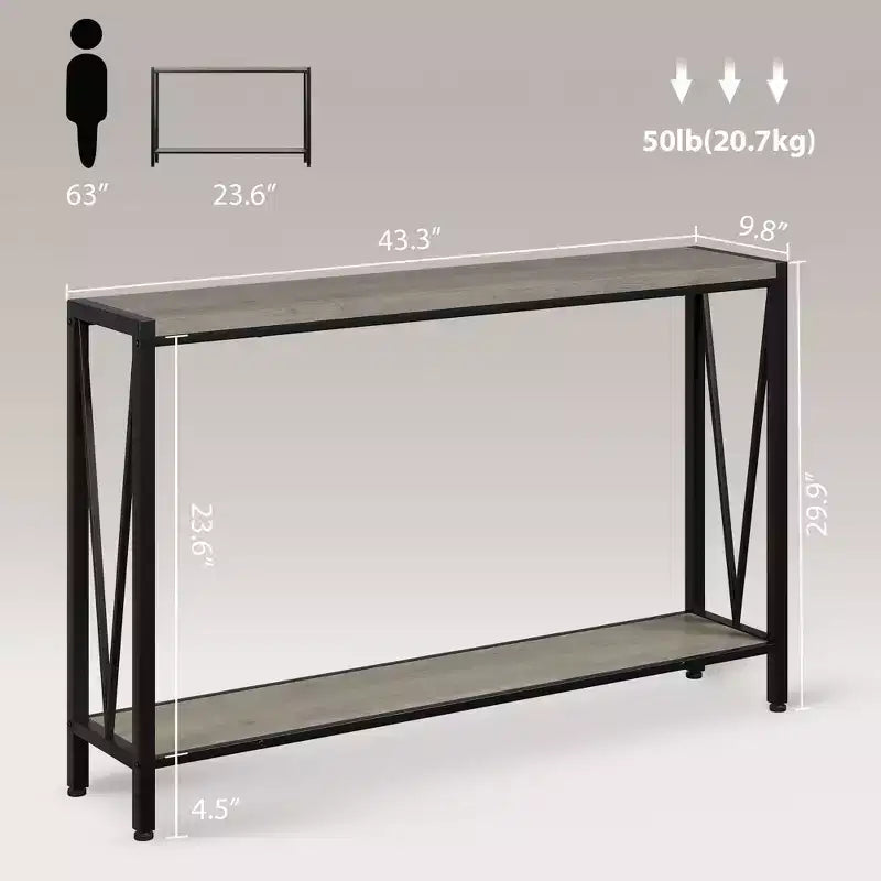 TROPOW Console, Table d'entrée à 2 niveaux, Table de canapé étroite avec rangement, Console pour entrée, salon, couloir