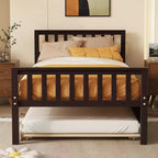 Acekool Cadre de lit plateforme double avec tête de lit, 2 tiroirs de rangement, design compact sans bruit, aucun sommier tapissier requis, pour chambre d'enfant ou d'amis