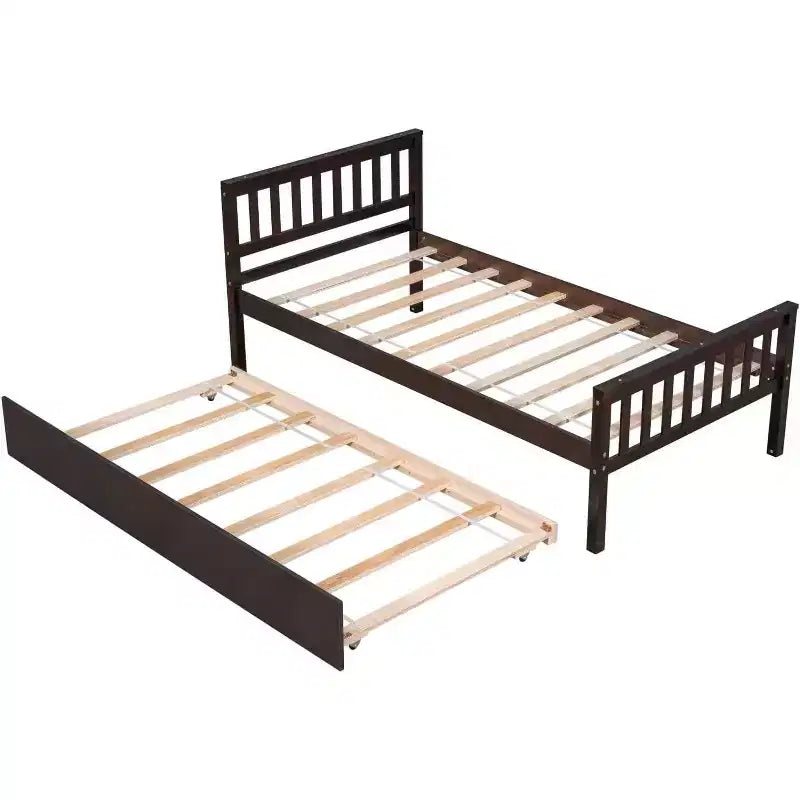Acekool Cadre de lit plateforme double avec tête de lit, 2 tiroirs de rangement, design compact sans bruit, aucun sommier tapissier requis, pour chambre d'enfant ou d'amis