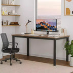 Acekool Bureau d'ordinateur moderne, Table de bureau de 160 cm, Grand bureau d'écriture avec cadre métallique, Bureau d'étude pour le travail à domicile