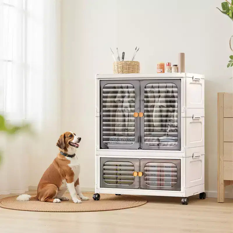 Boîtes de rangement avec couvercles, boîtes de rangement pliantes avec portes et roulettes, bacs de rangement pliables et empilables, lot de 3 organiseurs de placard pour la maison