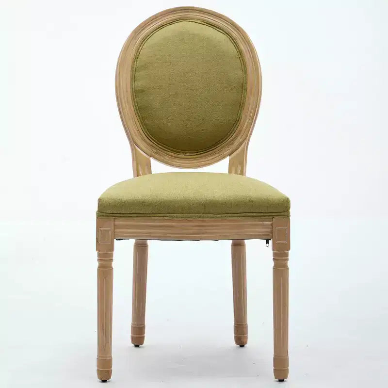 CLIHOME Lot de 2 Chaises de Salle à Manger à Dossier en Tissu de Lin avec Cadre en Bois Massif Style Français Peinture Antique