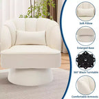 Fauteuil d'appoint pivotant moderne avec dossier rayé et coussin moelleux - Chaise longue ronde rembourrée