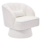 Fauteuil d'appoint pivotant moderne avec dossier rayé et coussin moelleux - Chaise longue ronde rembourrée
