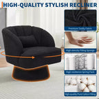 Fauteuil d'appoint pivotant moderne avec dossier rayé et coussin moelleux - Chaise longue ronde rembourrée