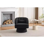 Fauteuil d'appoint pivotant moderne avec dossier rayé et coussin moelleux - Chaise longue ronde rembourrée