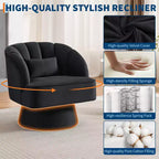 Fauteuil d'appoint pivotant moderne avec dossier rayé et coussin moelleux - Chaise longue ronde rembourrée
