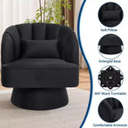 Fauteuil d'appoint pivotant moderne avec dossier rayé et coussin moelleux - Chaise longue ronde rembourrée