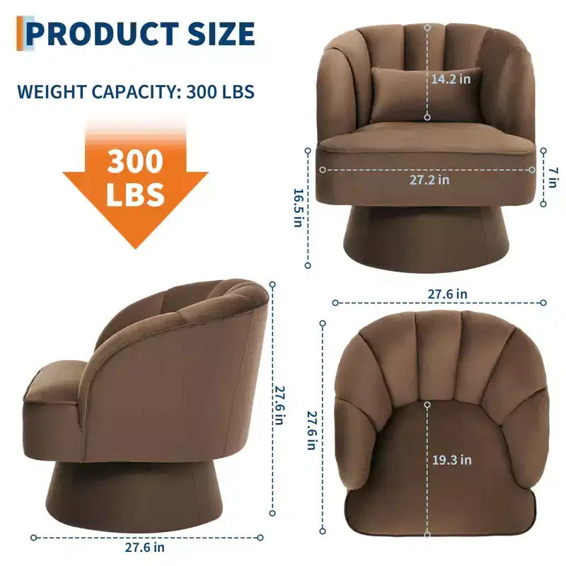 Fauteuil d'appoint pivotant moderne avec dossier rayé et coussin moelleux - Chaise longue ronde rembourrée