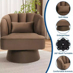 Fauteuil d'appoint pivotant moderne avec dossier rayé et coussin moelleux - Chaise longue ronde rembourrée