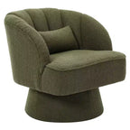 Fauteuil d'appoint pivotant moderne avec dossier rayé et coussin moelleux - Chaise longue ronde rembourrée