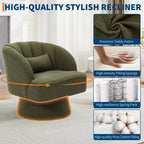 Fauteuil d'appoint pivotant moderne avec dossier rayé et coussin moelleux - Chaise longue ronde rembourrée