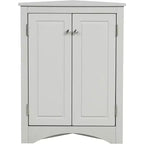 Triangular Corner Cabinet with Adjustable Shelves and Doors, Space-Saving Wooden Storage Unit for Bathroom, Kitchen, Living Room, Grey
