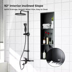 Niche de douche en acier inoxydable au design rectangulaire encastré, installation sans carrelage requise, rangement mural pour salle de bain