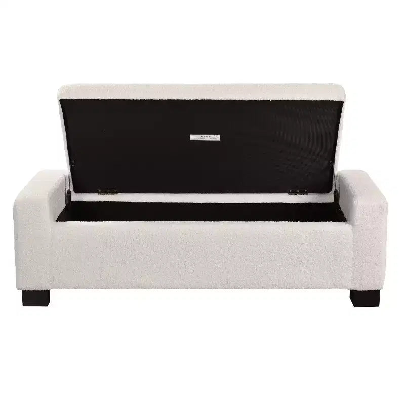 Banc Ottoman TUYOHW 50 en Tissu Texturé, Design Rectangulaire avec Couvercle Charnière pour Assise et Rangement Caché