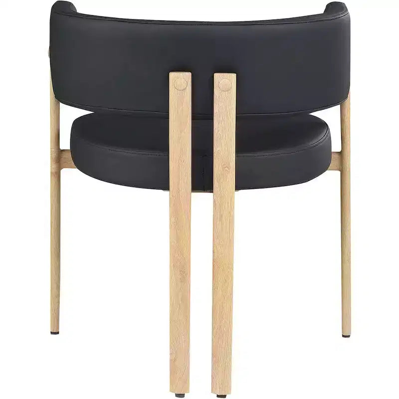 Meridian Furniture, Chaises de salle à manger Gideon en cuir végétalien noir, ensemble de 2