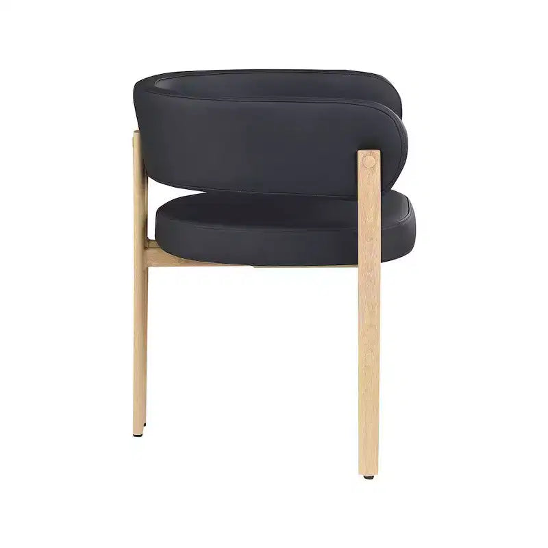 Meridian Furniture, Chaises de salle à manger Gideon en cuir végétalien noir, ensemble de 2