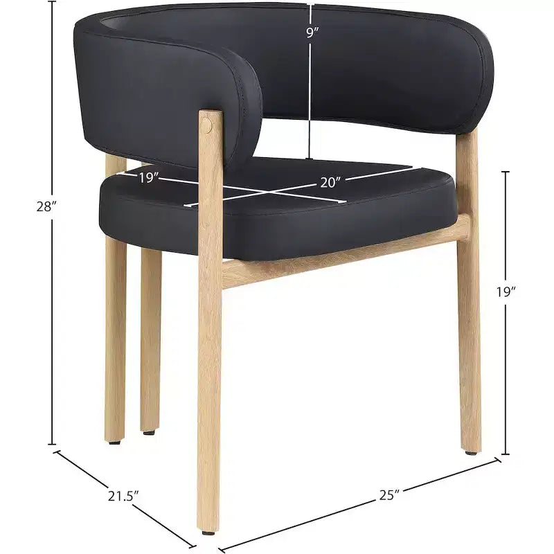 Meridian Furniture, Chaises de salle à manger Gideon en cuir végétalien noir, ensemble de 2