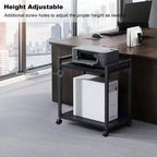 3 Tier PC Tower Stand, Height Adjustable Computer Tower Floor Stand with Wheels, Metal Computer Cart CPU Holder for Office Home Classroom