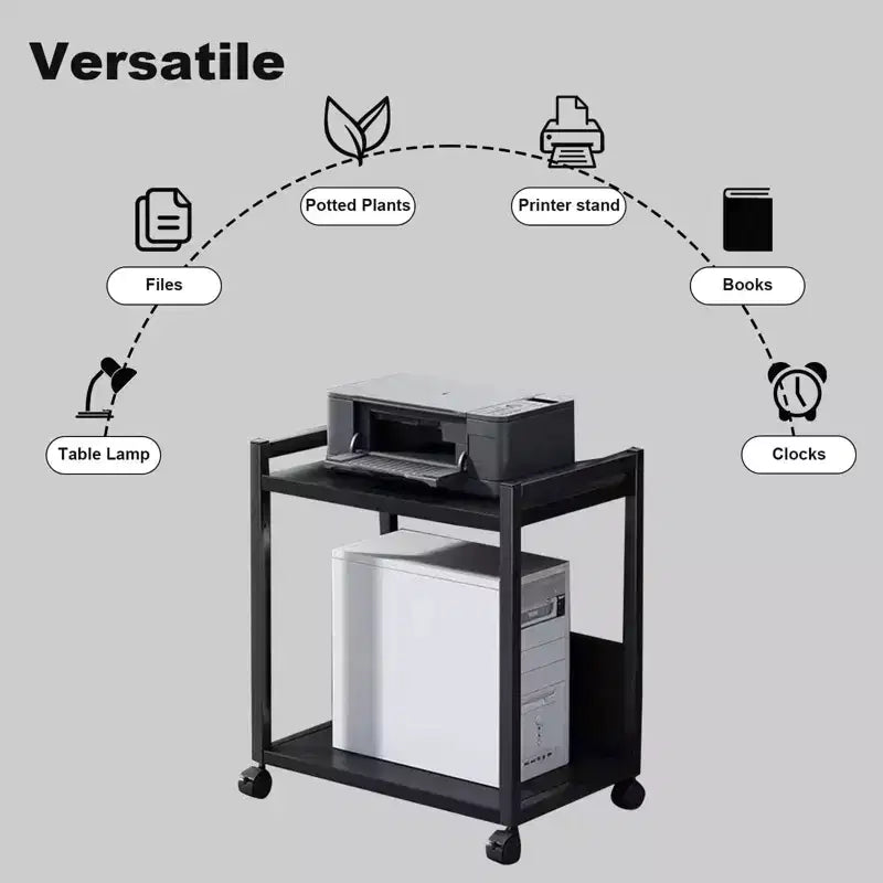 Support de tour PC à 3 niveaux, support de tour d'ordinateur réglable en hauteur avec roulettes, support de CPU en métal pour bureau, maison, salle de classe