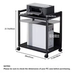 Support de tour PC à 3 niveaux, support de tour d'ordinateur réglable en hauteur avec roulettes, support de CPU en métal pour bureau, maison, salle de classe