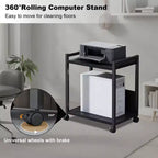 Support de tour PC à 3 niveaux, support de tour d'ordinateur réglable en hauteur avec roulettes, support de CPU en métal pour bureau, maison, salle de classe