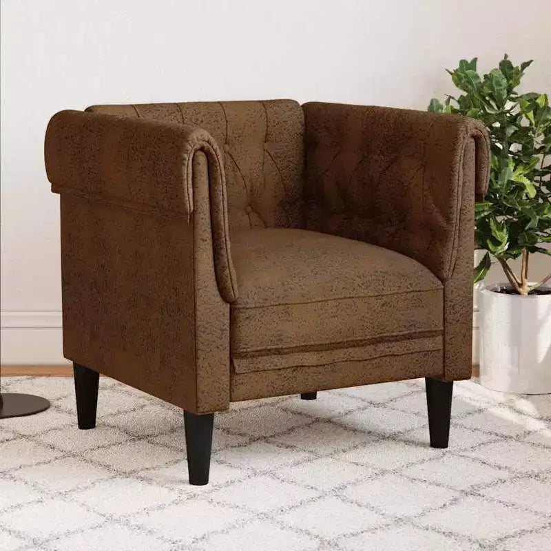 vidaXL Canapé Chesterfield Rembourré Fauteuil Meuble de Salon Tissu - Canapé Marron