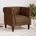 vidaXL Canapé Chesterfield Rembourré Fauteuil Meuble de Salon Tissu - Canapé Marron
