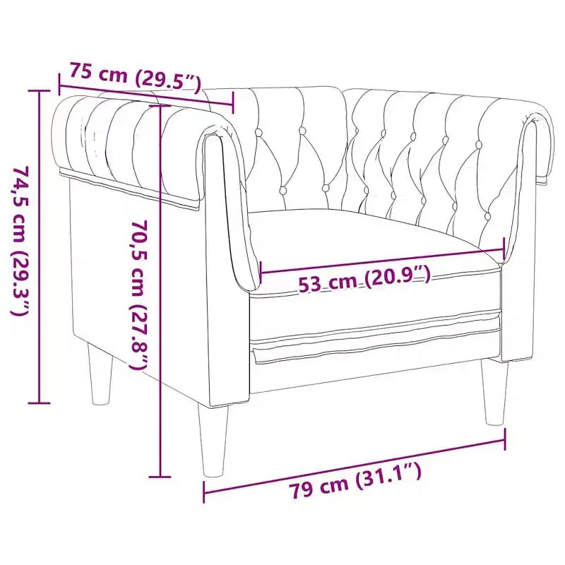 vidaXL Canapé Chesterfield Rembourré Fauteuil Meuble de Salon Tissu - Canapé Marron