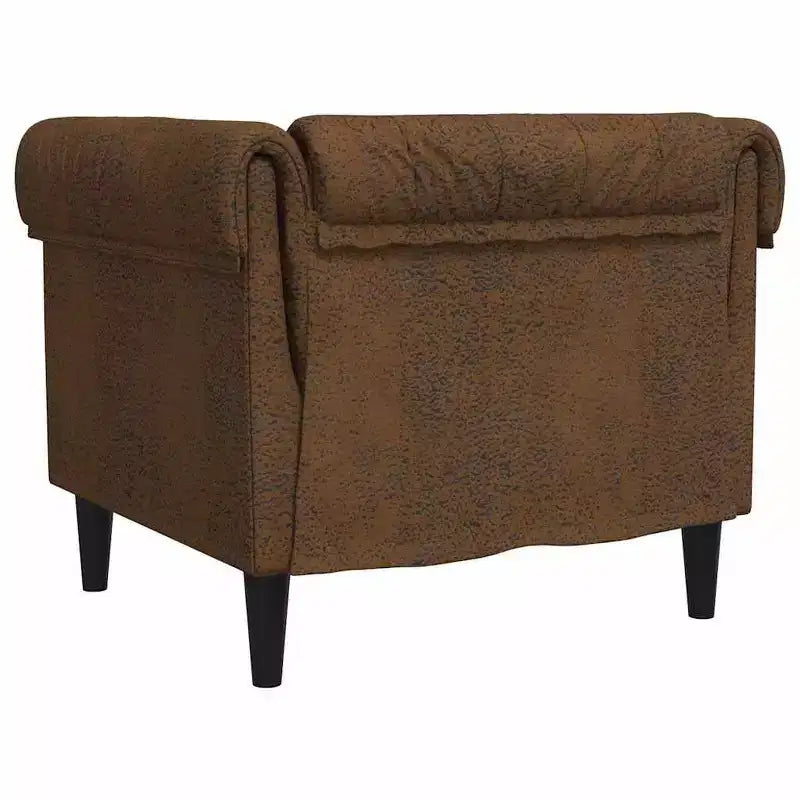 vidaXL Canapé Chesterfield Rembourré Fauteuil Meuble de Salon Tissu - Canapé Marron