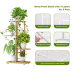 TROPOW Support de plantes en métal à 4 niveaux - Étagère à fleurs pour l'intérieur et l'extérieur - Support de plantes d'intérieur et balcon