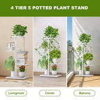 TROPOW Support de plantes en métal à 4 niveaux - Étagère à fleurs pour l'intérieur et l'extérieur - Support de plantes d'intérieur et balcon