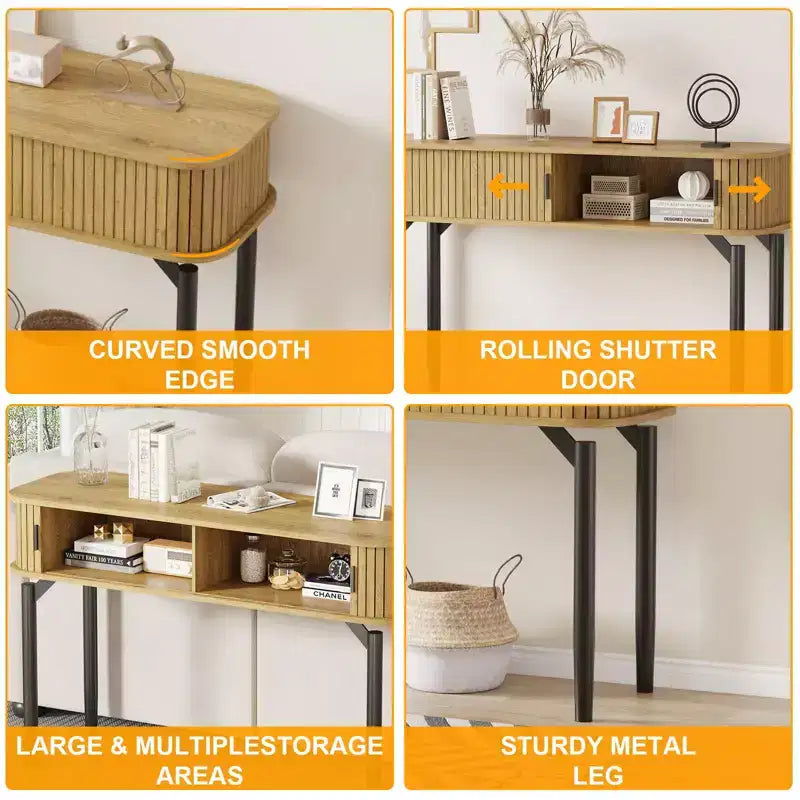 Table console de 119 cm avec 2 tiroirs et rangement ouvert, table d'entrée étroite derrière le canapé, tables d'appoint pour couloir et salon