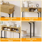 Table console de 119 cm avec 2 tiroirs et rangement ouvert, table d'entrée étroite derrière le canapé, tables d'appoint pour couloir et salon