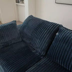 Canapé Blue Cloud de 78,8 pouces avec ottoman, canapés à assise profonde en velours côtelé, design double couche, coussin amovible, aucun assemblage requis