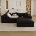 Canapé Blue Cloud de 78,8 pouces avec ottoman, canapés à assise profonde en velours côtelé, design double couche, coussin amovible, aucun assemblage requis