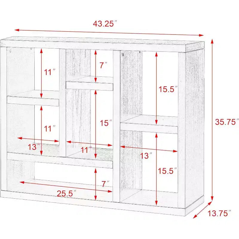 Étagère 7 cubes Acekool, meuble de rangement moderne en bois, bibliothèque ouverte 3 étagères pour chambre d'enfant, entrée, salon, Naturel