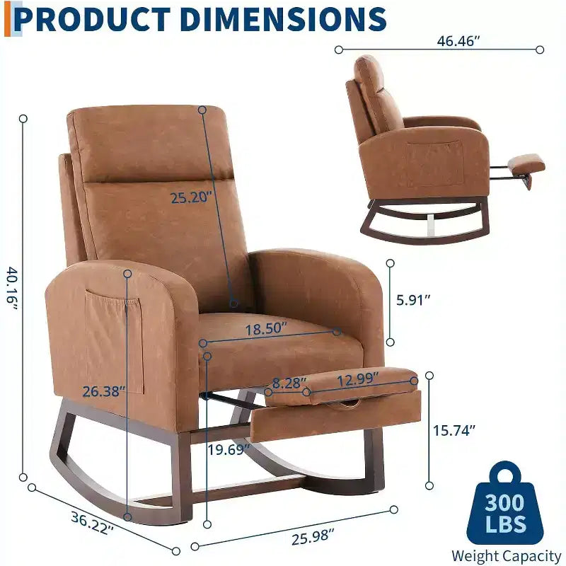 Fauteuil à bascule pour chambre d'enfant avec repose-pieds, fauteuil de lecture moderne en PU avec dossier haut, pour salon, chambre à coucher