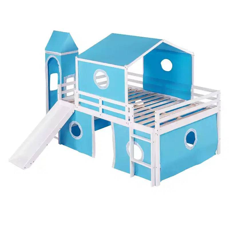 Lit mezzanine complet Acekool - Design cabane avec rangements et tour de tente