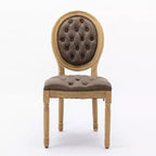 CLIHOME Lot de 2 Chaises d'appoint de style français à cadre en bois massif et peinture antique, Chaises de salle à manger en cuir artificiel PU