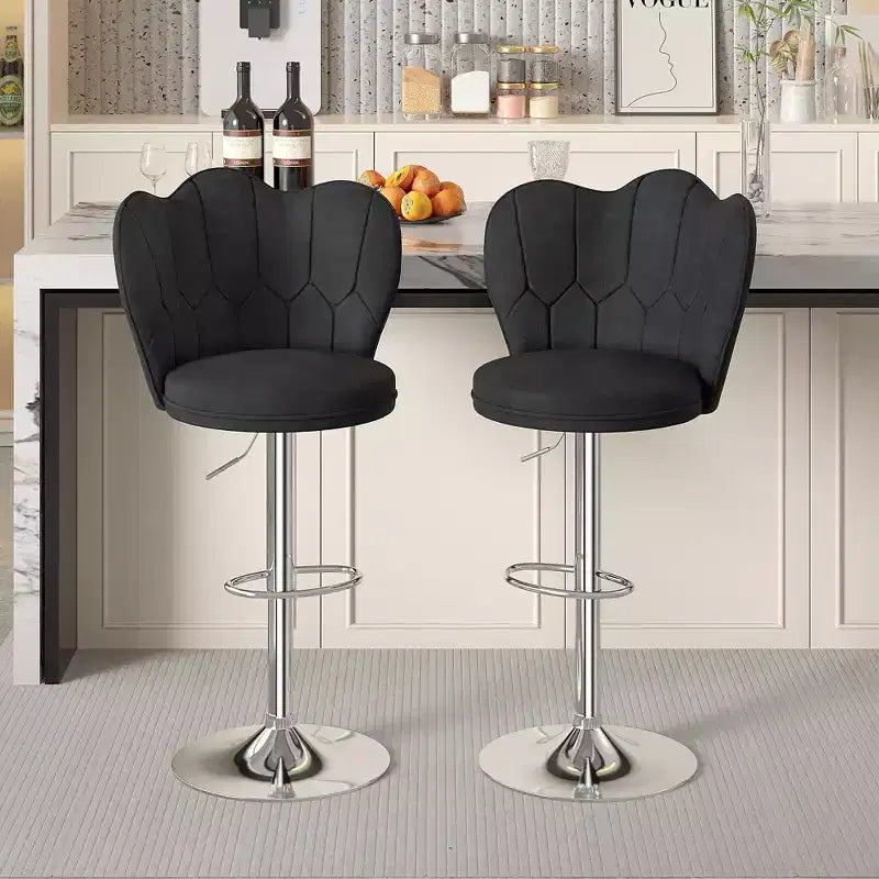 Tabourets de bar en velours VECELO, lot de 2/4, tabourets de bar réglables avec dossier, tabourets de comptoir sans accoudoirs, chaises de bar pivotantes pour pub ou îlot de cuisine