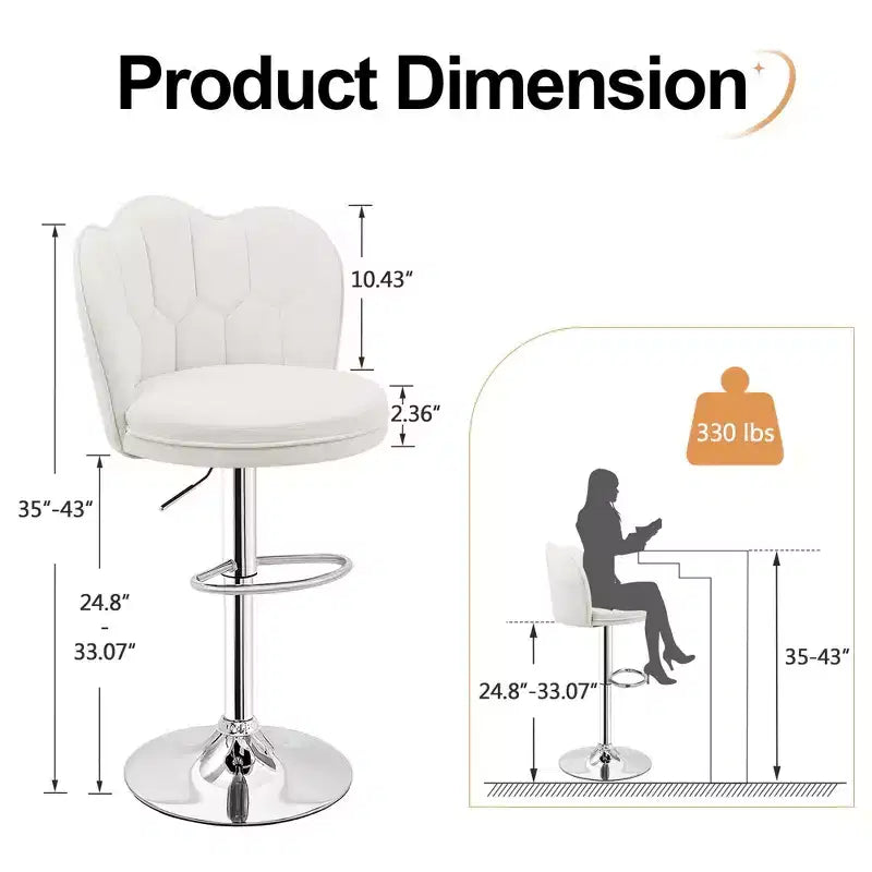 Tabourets de bar en velours VECELO, lot de 2/4, tabourets de bar réglables avec dossier, tabourets de comptoir sans accoudoirs, chaises de bar pivotantes pour pub ou îlot de cuisine