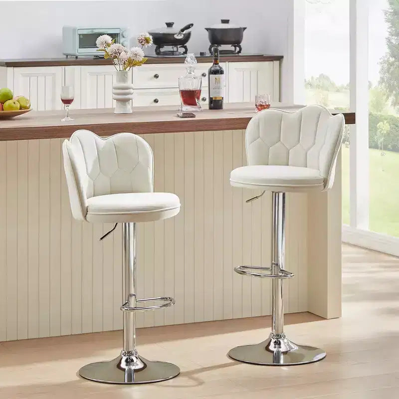 Tabourets de bar en velours VECELO, lot de 2/4, tabourets de bar réglables avec dossier, tabourets de comptoir sans accoudoirs, chaises de bar pivotantes pour pub ou îlot de cuisine