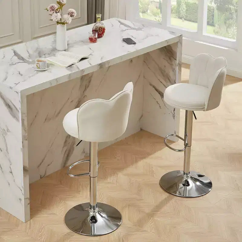 Tabourets de bar en velours VECELO, lot de 2/4, tabourets de bar réglables avec dossier, tabourets de comptoir sans accoudoirs, chaises de bar pivotantes pour pub ou îlot de cuisine