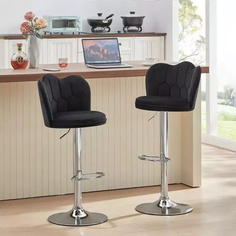 Tabourets de bar en velours VECELO, lot de 2/4, tabourets de bar réglables avec dossier, tabourets de comptoir sans accoudoirs, chaises de bar pivotantes pour pub ou îlot de cuisine
