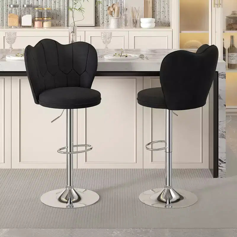 Tabourets de bar en velours VECELO, lot de 2/4, tabourets de bar réglables avec dossier, tabourets de comptoir sans accoudoirs, chaises de bar pivotantes pour pub ou îlot de cuisine